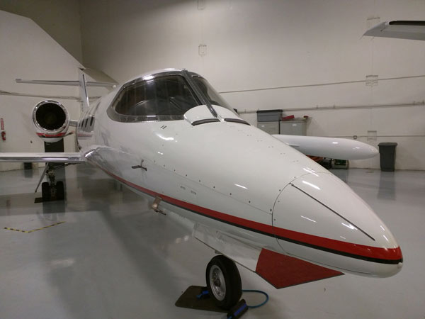 jet plane with red stripe