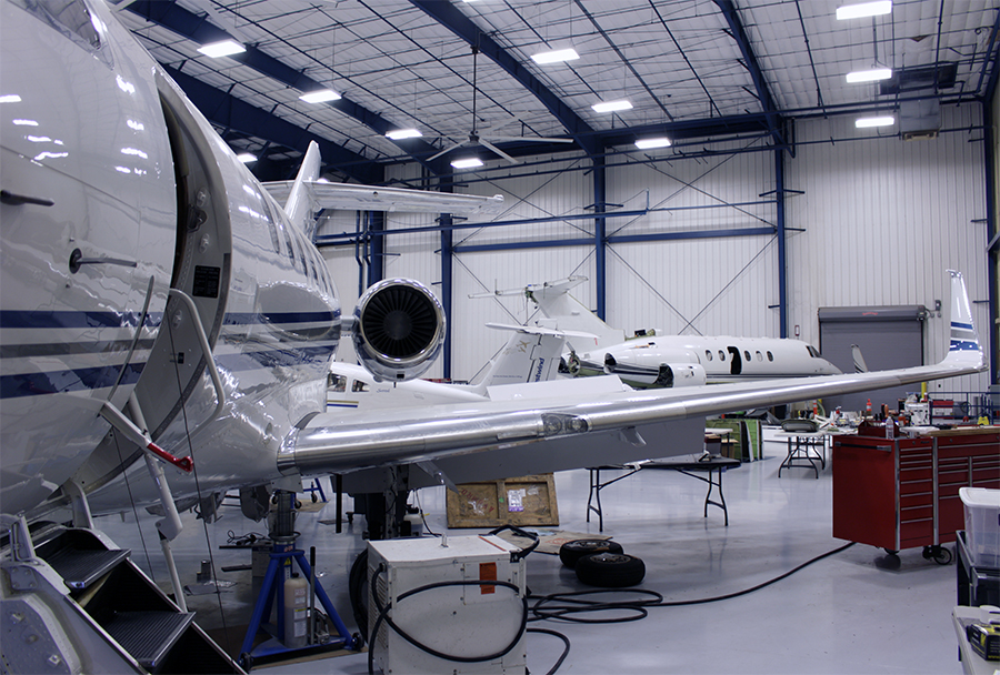 Engineer working on jet plane