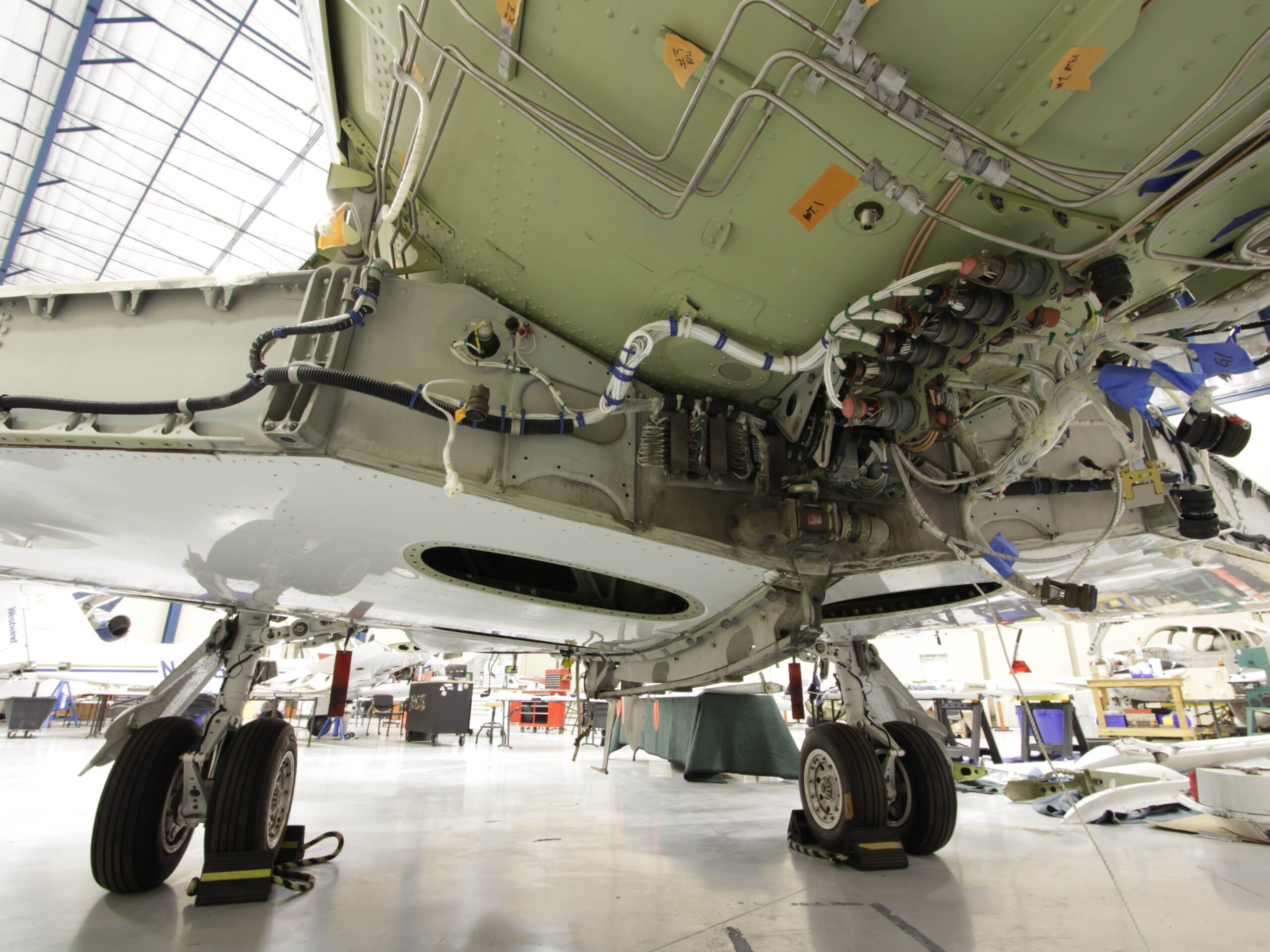 Jet plane under inspection